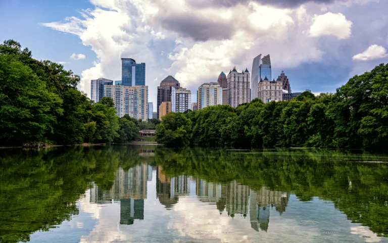Atlanta skyline from Piedmont Park, where the question is weed legal in Georgia comes up for many residents