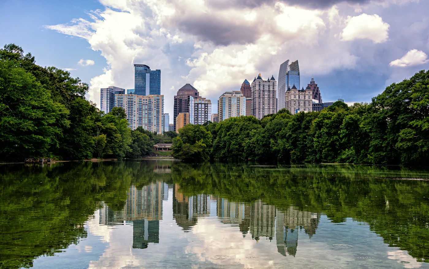 Atlanta skyline from Piedmont Park, where the question is weed legal in Georgia comes up for many residents